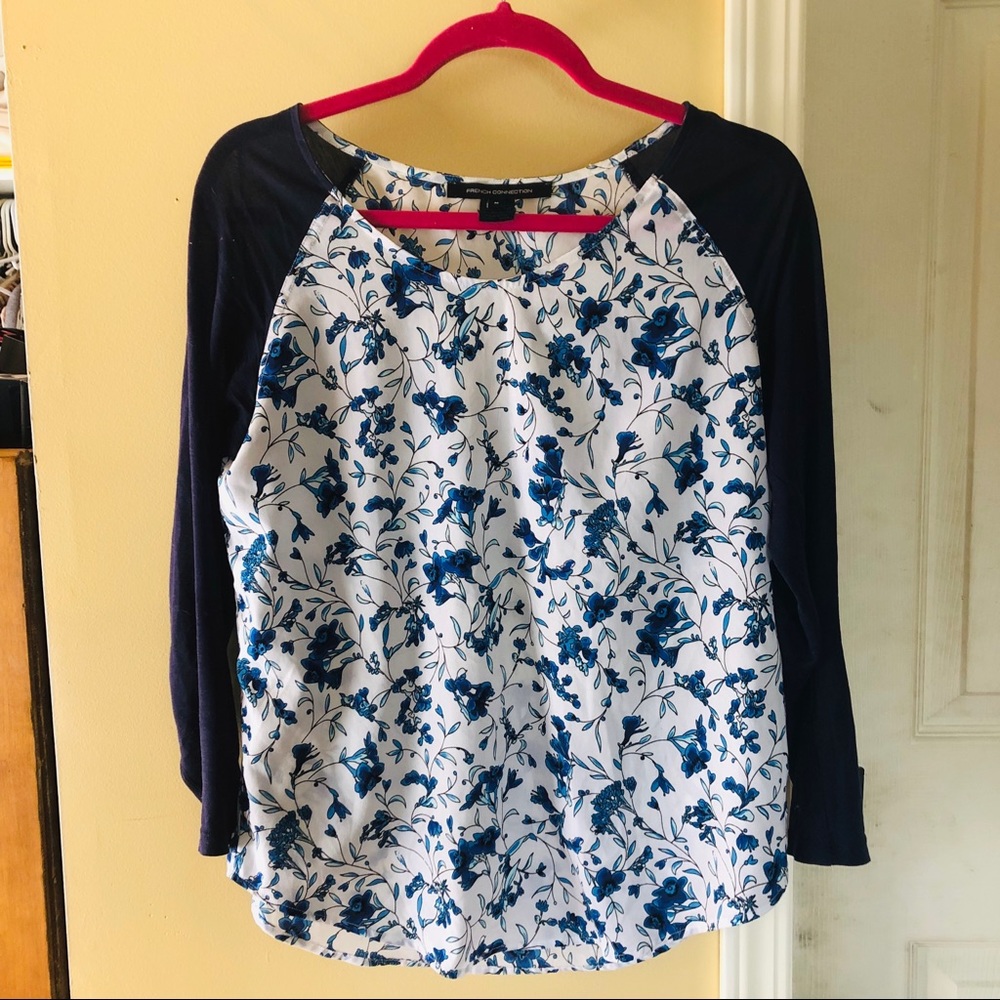 French Connection Blue Florals Blouse